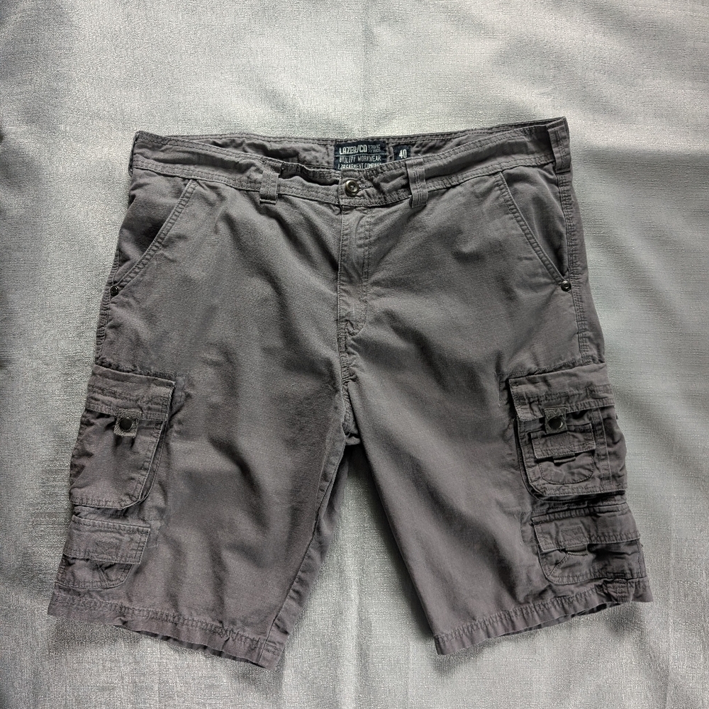 Lazer Co Charcoal Utility Cargo Shorts Mens Size 40